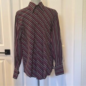 Ben Sherman Men’s Button Down Striped Black Purple Long Sleeve Shirt Size L‎